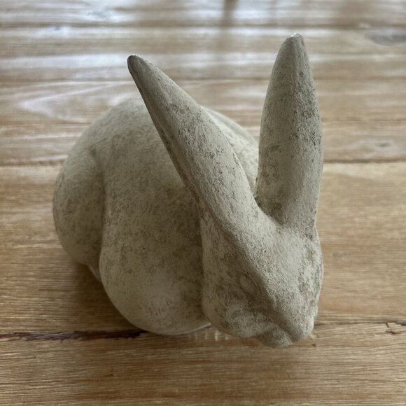 Half Moon Ceramic Bunny Rabbit Mexico Sculpture Figurine H 6.5” L 8” Stone Color - Picture 3 of 6